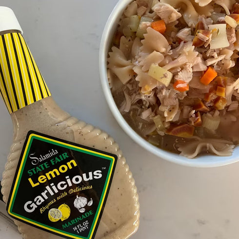 Salamida 16 oz New York State Fair Lemon Garlicious Marinade, | All-Natural, Gluten-Free, Citrus & Garlic Infused Sauce
