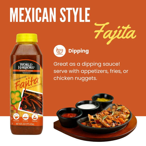 World Harbors Mexican Style Fajita Marinade - 16-Fl Oz (Pack of 2), Perfect for Fajita Meat and Veggies
