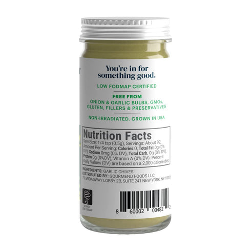 100% Gourmend Foods Organic Garlic Chive Powder Certified Low FODMAP, Filler Free, Gluten Free, Natural, No Corn