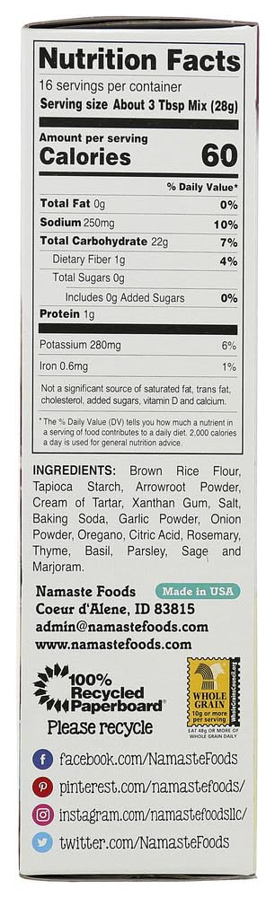 Namaste Foods 16 oz, 2 Pizza Crust Mix, pk