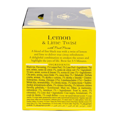 Ahmad Tea Black Tea, Lemon & Lime Twist Teabags, 20 ct - Caffeinated & Sugar-Free