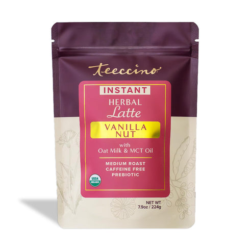 Teeccino Organic Instant Vanilla Nut Herbal Latte 14 Servings Creamy Oat &
