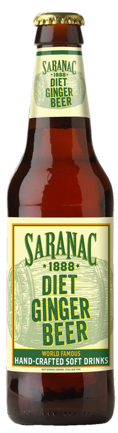 Saranac World Famous Hand-Crafted Diet Ginger Beer, Soda Soft Drinks, 12 fl oz