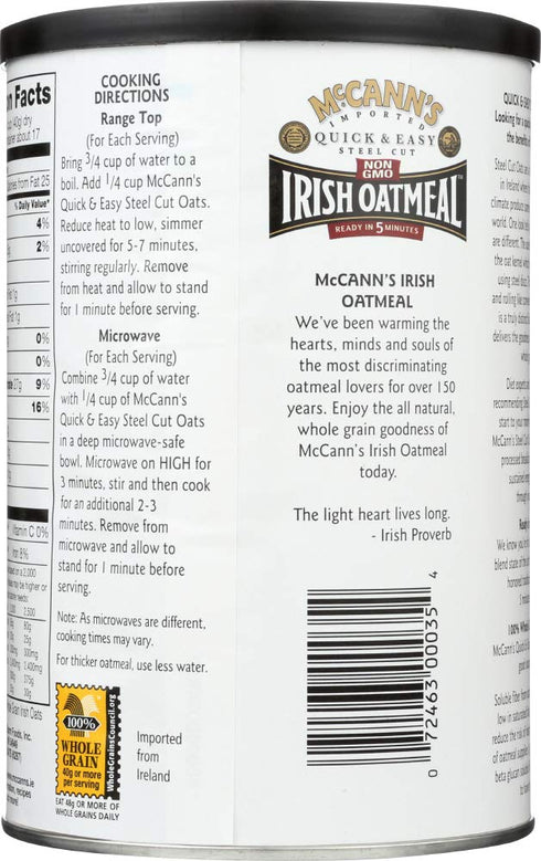 24 OZ (Pack 6) Mccann, Oatmeal Qck&Easy Steel Cnstr