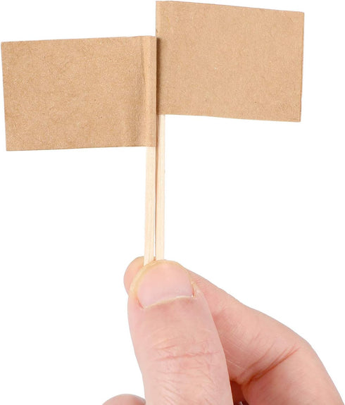 Pangda 200 Pack Toothpick Flags, Party Cupcake Picks Cheese Markers Blank Kraft Paper Fruit Sticks for Cupcakes and