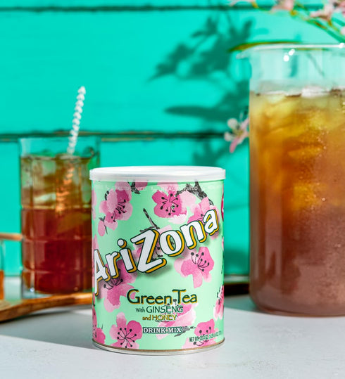 20.4oz 8 (Pack 12) AriZona Green Tea - Sugar Sweetened Powdered Drink Mix - Canister, Makes Quarts