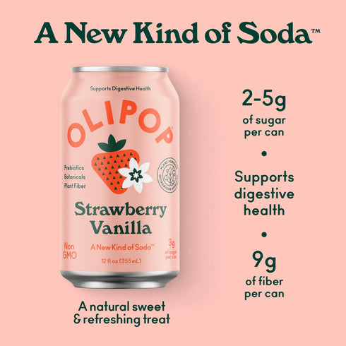 12 Oz Olipop Strawberry Vanilla Sparkling Tonic, Fl Can