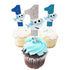 TUDACVTE ONE 1st Birthday Cake Topper with Cupcake Toppers, Shark for Boy Baby Shower Party Supplies