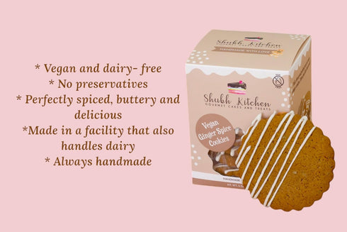 100% 5.5 oz Pack Vegan Ginger Spice Cookies- Holiday Cookies, Gourmet Vegan Snack, Egg-Free, Dairy-Free
