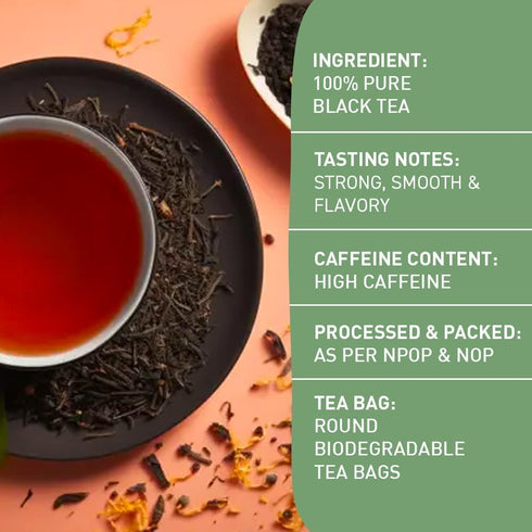 (100 Count) HANDPICK, Organic English Breakfast Black Tea Bags USDA Organic, Non-GMO | Strong, Robust, High-Caffeine