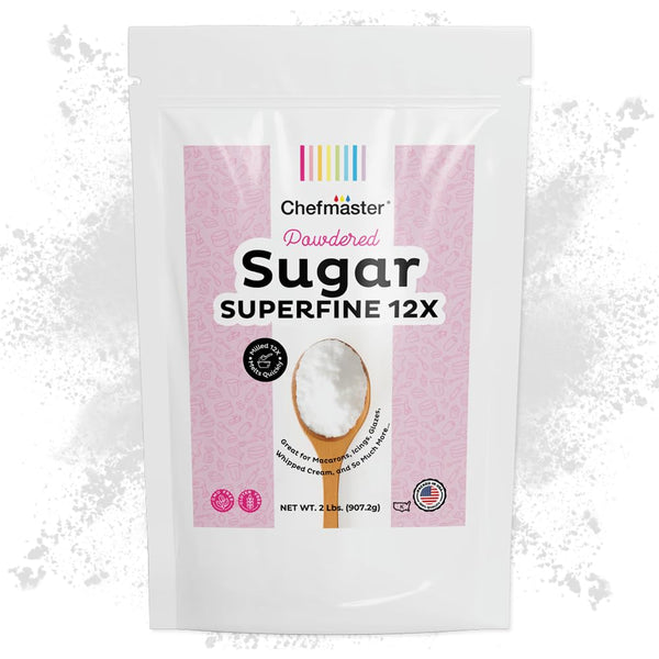 Extra-Fine Powdered Sugar by Chefmaster, 12X Superfine Confectioners Sugar for Silky Icings;