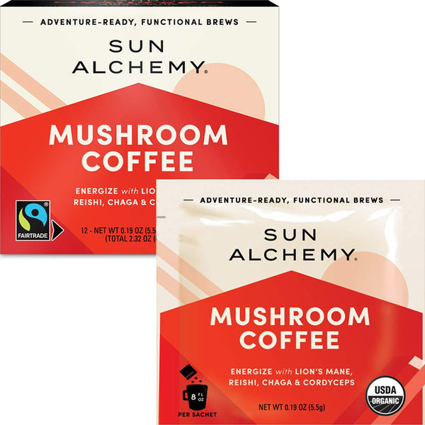 Sun Alchemy Mushroom Coffee, Energize with Organic Fair-Trade Coffee, Lion’s Mane, Reishi, Chaga & Cordyceps Mushrooms