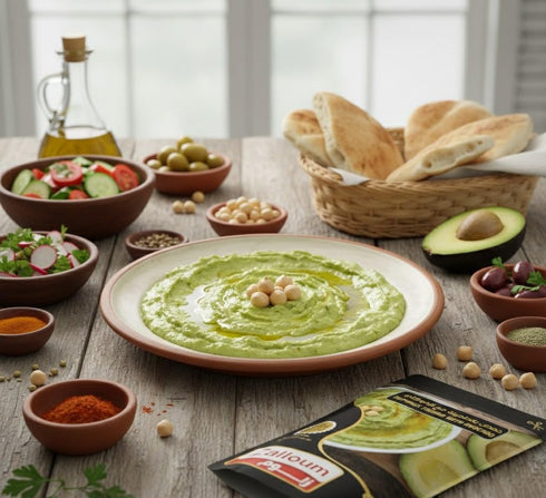 Zalloum Hummus 135g (Pack 6), - with Avocado, Each of Ready to Eat Pouches, Gluten Free