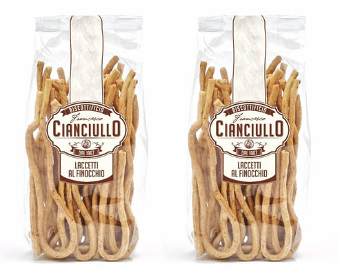 Laura's GOURMET SELECTION Cianciullo Laccetti Italian Fennel Taralli Crackers, Pack of 2, 14.10 oz, Artisanal