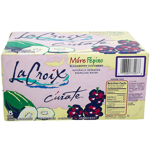 (8 Pack) 12oz 0 0 0 12 Oz (Pack 8) LaCroix Crate Mre Pepino Sparkling Water, Blackberry Cucumber, Slim Cans, Naturally