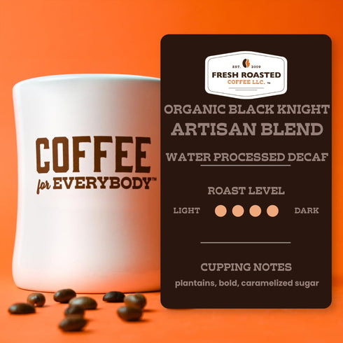2 lb (32 oz) Fresh Roasted Coffee, Organic Black Knight Water-Processed Decaf | USDA, Kosher | Dark Roast Whole Bean