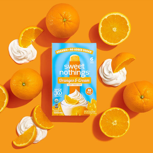 12 Count, Sweet Nothings, Oranges & Cream Organic Dairy-Free Fruit Pops, No Added Sugar, Freeze & Enjoy