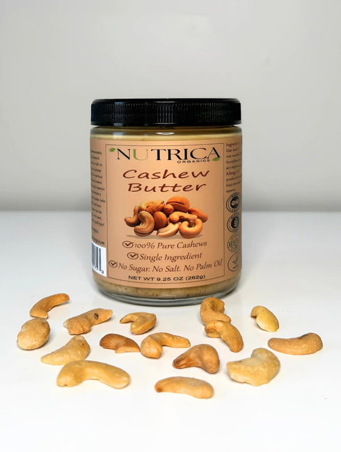 100% 9.25oz (262gr) Pure Cashew Butter, Single Ingredient, No Salt, No Sugar, No Palm Oil, No Additives, Vegan, Plant