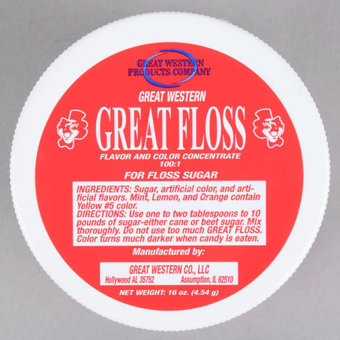 TableTop King 1 lb. Great Western Great Floss Blue Raspberry Cotton Candy Concentrate Sugar