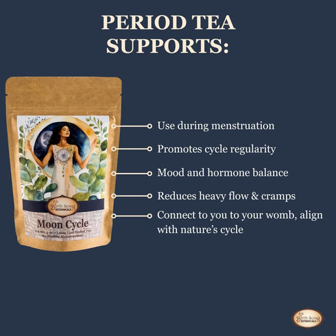 30 Birth Song Botanicals Organic Moon Cycle Menstrual Tea for Women, Herbal Period Cramp & PMS Relief, Hormone Balance