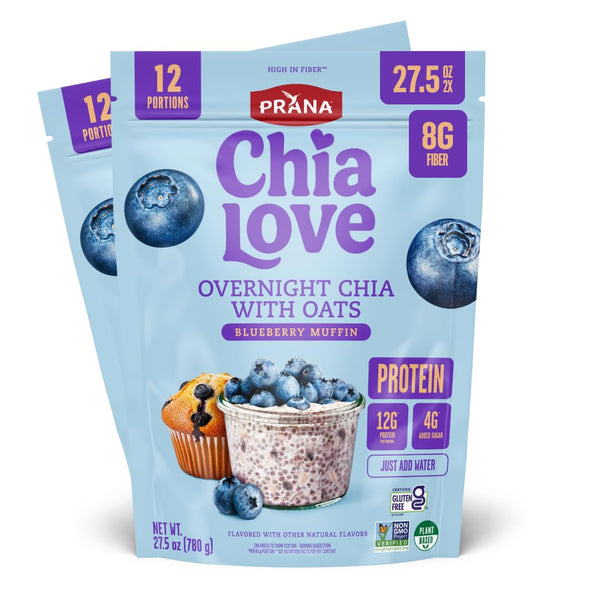Chialove Overnight Chia with Oats, Blueberry Muffin | 12g of protein |