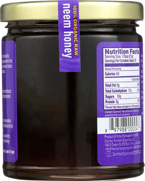 100% (Pack 3, 12 oz) Heavenly Organics Raw Neem Honey, Organic | Wild Forest Honey from Neem Blossoms | Unheated