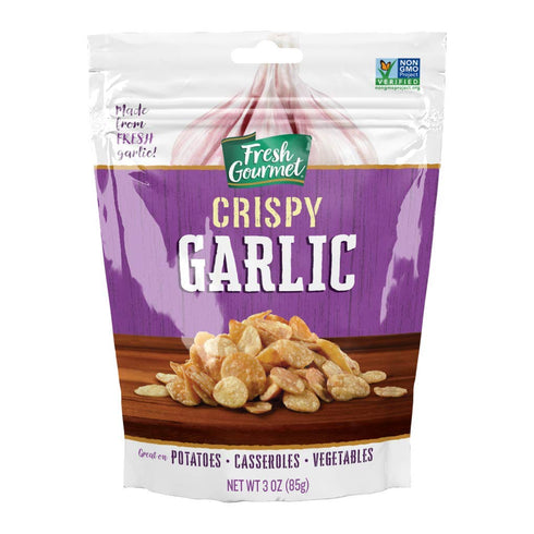 Fresh Gourmet Crispy Lightly Seasoned Crispy Garlic | 3 Ounce, Pack of