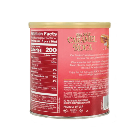 Pack 2 10oz Almond Roca of Sea Salt Caramel Roca Canisters - Individually Wrapped Caramel Candy - Sea Salt Caramel