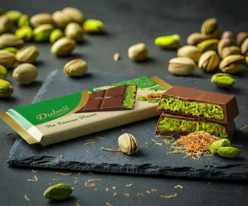 93gr (3.28 Oz) (1 Package) Dubai Chocolate Bar Pistachio Fl | Luxury Rich Chocolate, Individually Wrapped Fresh