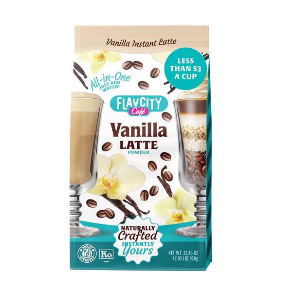FlavCity Caf Vanilla Latte - Flavored Instant Coffee Powder Mix with Grass-Fed