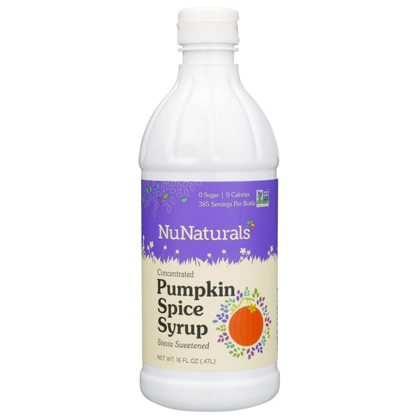 NuNaturals Stevia Syrup, Sugar-Free Sweetener, Plant-Based Sugar Substitute, Zero Calorie, Pumpkin Spice,