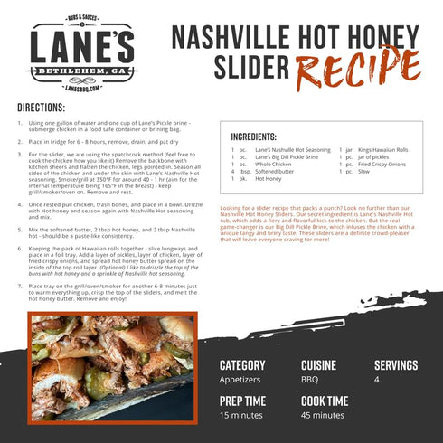 Lane's Nashville Hot Chicken Wing Seasoning, All-Natural, Perfect for Cauliflower, Dips & Fried Chicken, 9.5 Oz