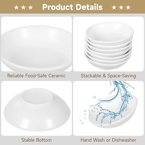 NIMBLOOM 50 2.9 1 PCS Round Ceramic Sauce Bowls, x in Ceramic Dipping Sauce Cups, Small Seasoning Dish Sauces