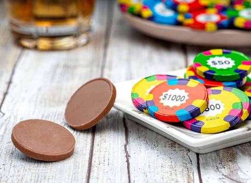 8 oz Madelaine Milk Chocolate Poker Chip Candy Individually Wrapped Casino Coins Fun Treats for Kids, Boys & Girls Bag
