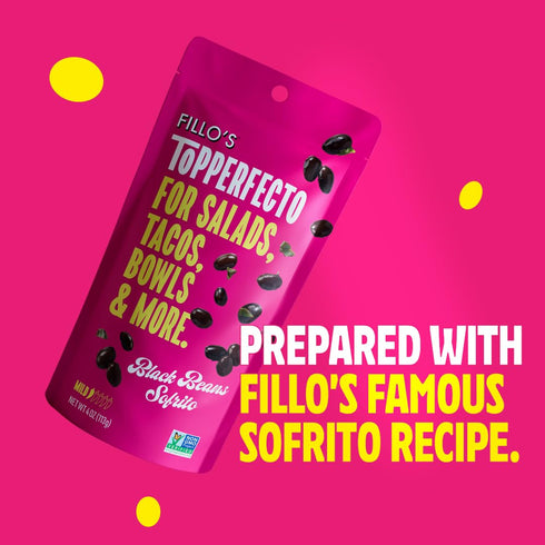 Pack 7 Fillos ToPPERFECTO Black Beans Salad Topper - of - Seasoned Latin-Style Black Beans with Olive Oil and Spices