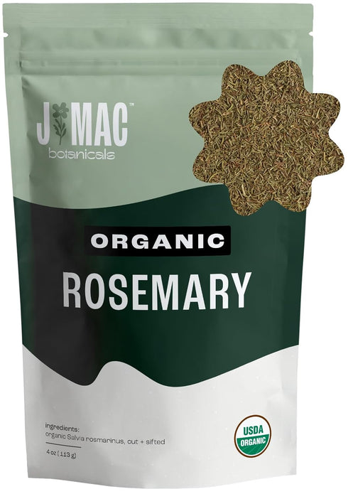 J MAC BOTANICALS Organic Rosemary Leaves - Fresh Dried Leaf Herb, 4 oz, Packaged in the USA, USDA Organic