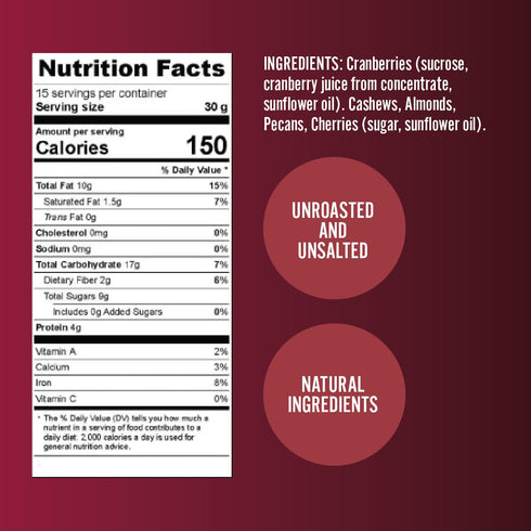 (16oz Germack Cherry Berry Nut Mix Cashews, Dried Cranberries, Michigan Dried Cherries, Almonds, and Pecans Unroasted