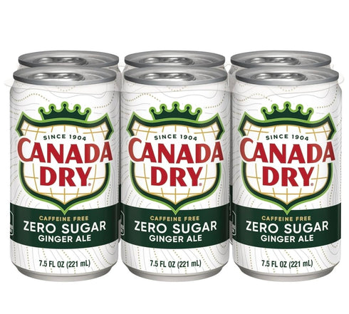Canada Dry Ginger Ale Zero Sugar, 7.5 Fl Oz Cans, 24 Pack