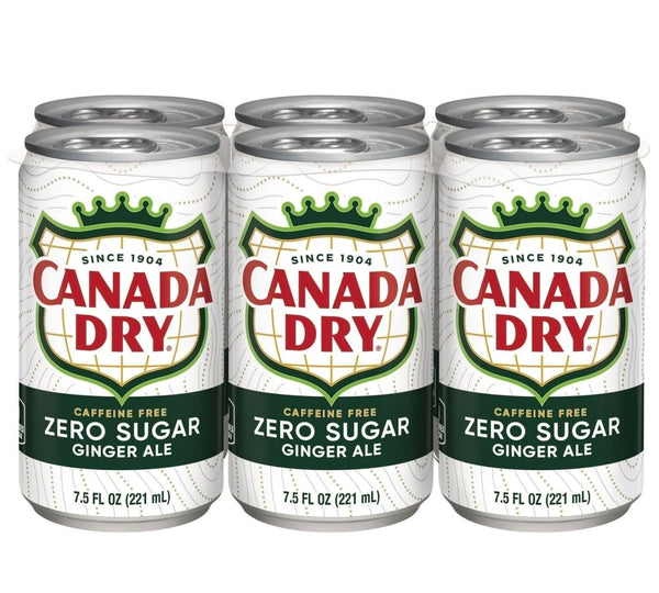 Canada Dry Ginger Ale Zero Sugar, 7.5 Fl Oz Cans, 24 Pack