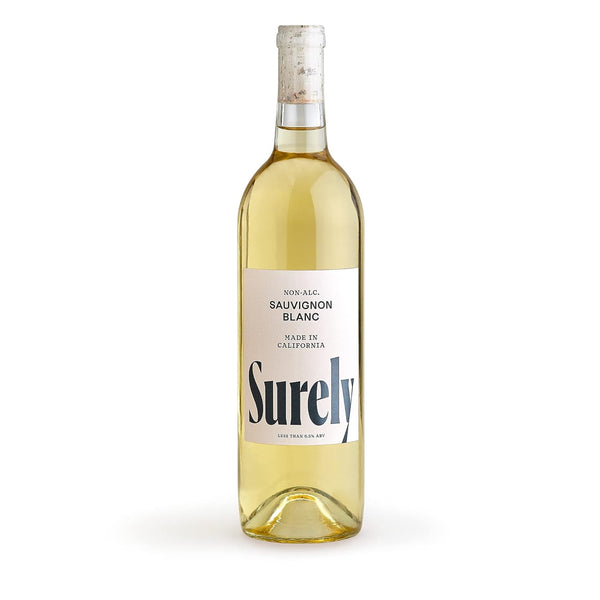 Surely Non Alcoholic Wine, De-alcoholized California Sauvignon Blanc, Alcohol-removed White Wine, 3g
