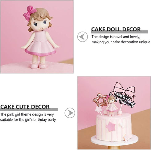 Toyvian Home Decor Figures - Cute Mini Doll Girl Toys, Cupcake Topper, DIY Cake Decoration, Christmas Decor