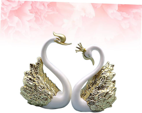 2 Pcs Small Swan Car Ornaments for Home Water Table Decorations, Mini Swan Crown Cake Topper