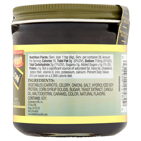 9.5 38 8 (Pack 1) Better Than Bouillon Vegetarian No Beef Base, Made with Seasoned Vegetables, Certified Vegan, Makes