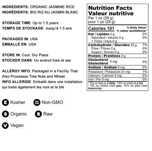 2 Food to Live - Organic White Jasmine Rice, Pounds - Non-GMO, Long-Grain Rice Variety, Raw, Vegan, Kosher, Bulk