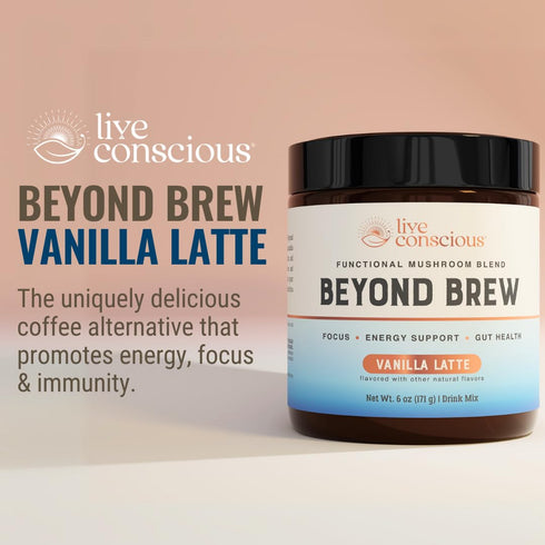 Immunity 30 Beyond Brew Vanilla Latte Coffee Alternative - Mushroom Complex w/Lions Mane, Reishi, Cordyceps & Chaga