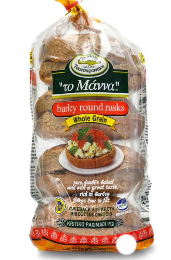 Generic To Manna Barley Round Rusks, Whole Grain, 600g, Double Baked Low Fat