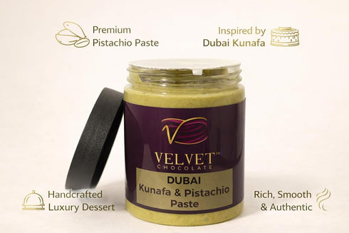 Velvet Chocolate Dubai Kunafa & Pistachio Paste Premium Middle Eastern Dessert Spread