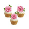 Not 3D 24Pcs Pink Rose Edible Cupcake Topper by Rice Paper for Cake Decoration Party