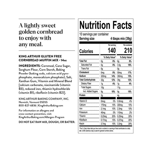 14 (Pack 6) King Arthur Gluten-Free Cornbread and Muffin Mix, Ounces