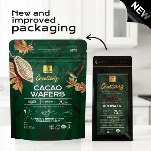 16 Oz 70% (1 Lb) U Organic Dark Chocolate Melting Wafers Cacao | Fresh from our Farm | Perfect for Dipping, Baking